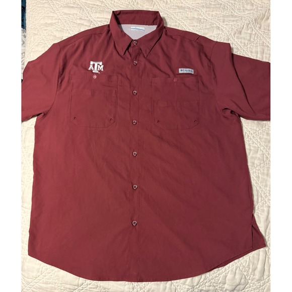 Columbia Other - Columbia PFG Texas A&M Aggies Tamiami Fishing Shirt Mens XL Maroon Short Sleeve